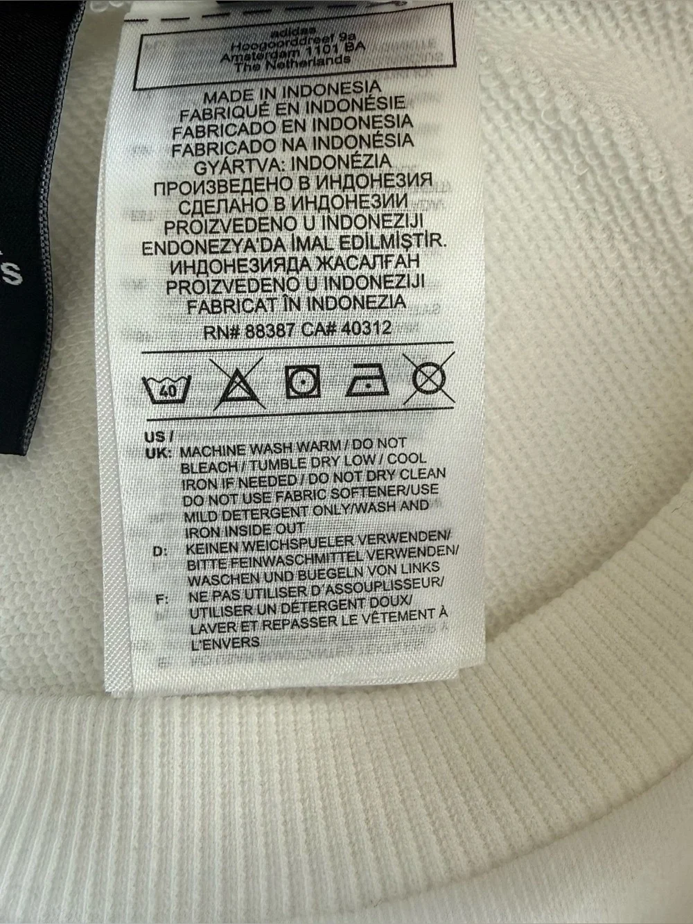 Adidas Crewneck Pullover Sweatshirt Side Split Stripe Logo White Silver Medium